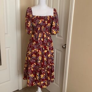 Puff sleeves floral maxi dress